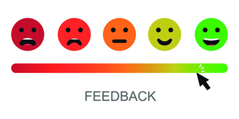 Rating scale in the form of mood emoticons. Feedback or rating Vector.
