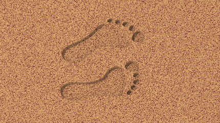 Fototapeta na wymiar 3D image. 3d rendering. footprint from bare feet on a tree. bare footprint