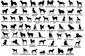 Dog silhouetteBlack Bundle  files with names