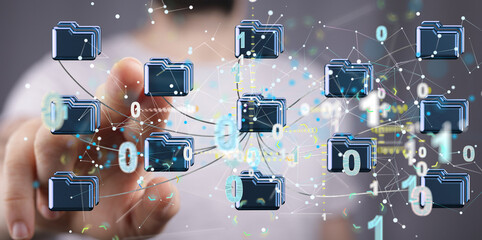 data Internet infrastructure concept. Abstract technology background. 3D rendering.