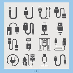 Simple set of television service related filled icons.