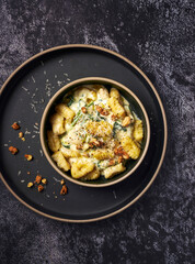 Potatoes gnocchi  with stracciatella sauce