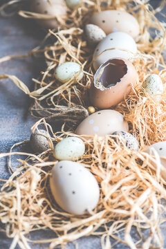 Easter egg decoration with straw
