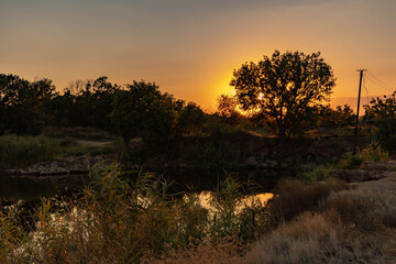 sunset over the river