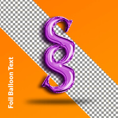 SS letter in foil balloon effect with transparent backgound