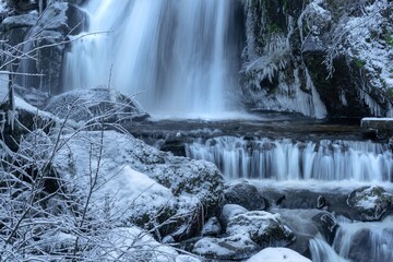 Wasserfall im Schwarzwald Winter Gefroren