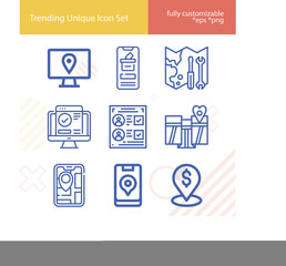 Simple set of placing related lineal icons.