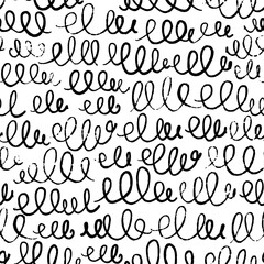 Seamless pattern with hand drawn scribbles. Monochrome vector background with black brush strokes.