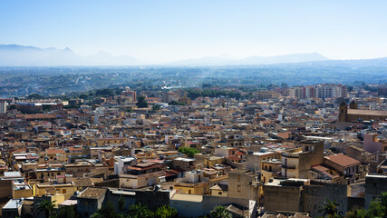 Aerial view of a typical town in Sicily, Italy