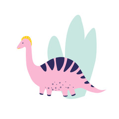 Cute Dinosaur vector illustration in flat style. For poster, t-shirt, wallpaper, card.