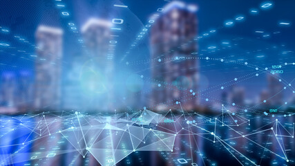 デジタル営業　在宅勤務　テレワーク　IoTによる大都市のデジタル化 背景画像のイメージ