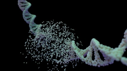 DNA damage destruction animation molecular helix biology