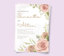 Hand drawn wedding card template with floral design