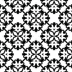  Geometric vector pattern with triangular elements. Seamless abstract ornament for wallpapers and backgrounds. Black and white colors.