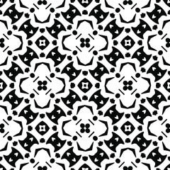  Geometric vector pattern with triangular elements. Seamless abstract ornament for wallpapers and backgrounds. Black and white colors.