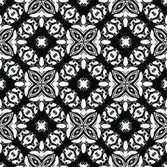  Geometric vector pattern with triangular elements. Seamless abstract ornament for wallpapers and backgrounds. Black and white colors.