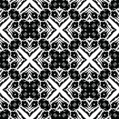  Geometric vector pattern with triangular elements. Seamless abstract ornament for wallpapers and backgrounds. Black and white colors.