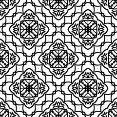  Geometric vector pattern with triangular elements. Seamless abstract ornament for wallpapers and backgrounds. Black and white colors.