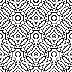  Geometric vector pattern with triangular elements. Seamless abstract ornament for wallpapers and backgrounds. Black and white colors.