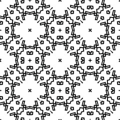  Geometric vector pattern with triangular elements. Seamless abstract ornament for wallpapers and backgrounds. Black and white colors.