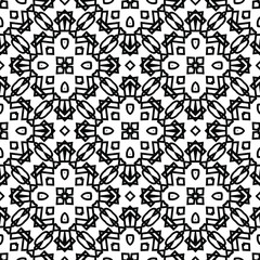  Geometric vector pattern with triangular elements. Seamless abstract ornament for wallpapers and backgrounds. Black and white colors.