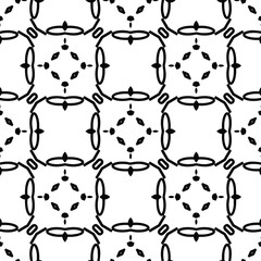 Obraz premium Geometric vector pattern with triangular elements. Seamless abstract ornament for wallpapers and backgrounds. Black and white colors.