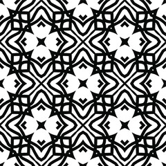  Geometric vector pattern with triangular elements. Seamless abstract ornament for wallpapers and backgrounds. Black and white colors.