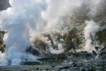 Fototapeta na wymiar Fumaroles, White Island (Whakaari) New Zealand