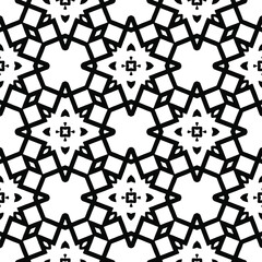  Geometric vector pattern with triangular elements. Seamless abstract ornament for wallpapers and backgrounds. Black and white colors.