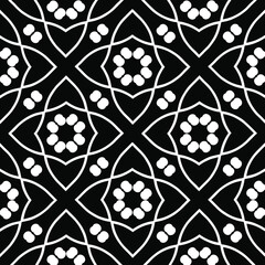  Geometric vector pattern with triangular elements. Seamless abstract ornament for wallpapers and backgrounds. Black and white colors.