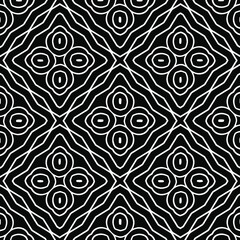  Geometric vector pattern with triangular elements. Seamless abstract ornament for wallpapers and backgrounds. Black and white colors.