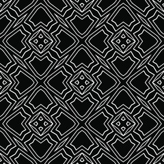  Geometric vector pattern with triangular elements. Seamless abstract ornament for wallpapers and backgrounds. Black and white colors.