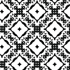  Geometric vector pattern with triangular elements. Seamless abstract ornament for wallpapers and backgrounds. Black and white colors.
