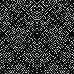  Geometric vector pattern with triangular elements. Seamless abstract ornament for wallpapers and backgrounds. Black and white colors.