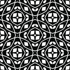  Geometric vector pattern with triangular elements. Seamless abstract ornament for wallpapers and backgrounds. Black and white colors.