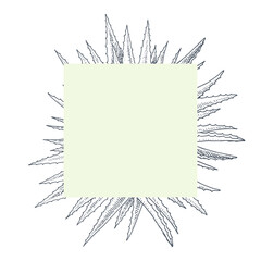 Aloe vera. Square frame. Medicinal and cosmetic plant. Hand drawn vector illustration in sketch style.