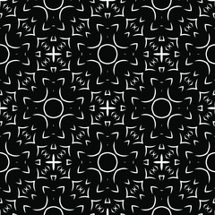  Geometric vector pattern with triangular elements. Seamless abstract ornament for wallpapers and backgrounds. Black and white colors.