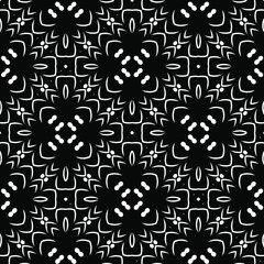  Geometric vector pattern with triangular elements. Seamless abstract ornament for wallpapers and backgrounds. Black and white colors.