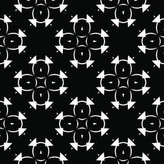  Geometric vector pattern with triangular elements. Seamless abstract ornament for wallpapers and backgrounds. Black and white colors.