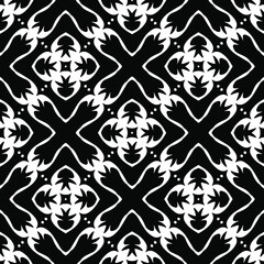  Geometric vector pattern with triangular elements. Seamless abstract ornament for wallpapers and backgrounds. Black and white colors.