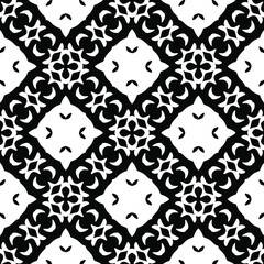  Geometric vector pattern with triangular elements. Seamless abstract ornament for wallpapers and backgrounds. Black and white colors.