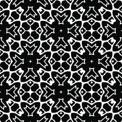  Geometric vector pattern with triangular elements. Seamless abstract ornament for wallpapers and backgrounds. Black and white colors.