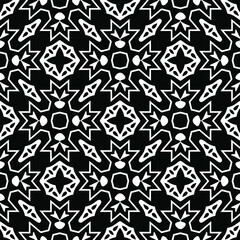  Geometric vector pattern with triangular elements. Seamless abstract ornament for wallpapers and backgrounds. Black and white colors.