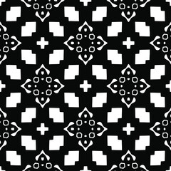  Geometric vector pattern with triangular elements. Seamless abstract ornament for wallpapers and backgrounds. Black and white colors.