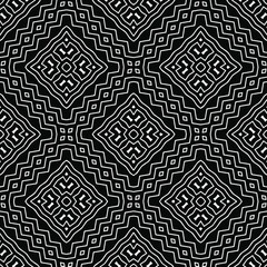  Geometric vector pattern with triangular elements. Seamless abstract ornament for wallpapers and backgrounds. Black and white colors.