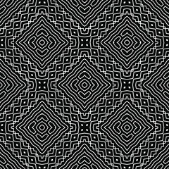  Geometric vector pattern with triangular elements. Seamless abstract ornament for wallpapers and backgrounds. Black and white colors.