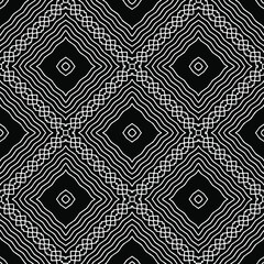  Geometric vector pattern with triangular elements. Seamless abstract ornament for wallpapers and backgrounds. Black and white colors.