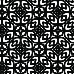 Geometric vector pattern with triangular elements. Seamless abstract ornament for wallpapers and backgrounds. Black and white colors.