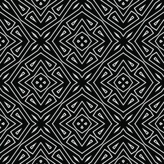 Geometric vector pattern with triangular elements. Seamless abstract ornament for wallpapers and backgrounds. Black and white colors.