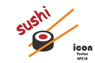 Sushi icon, food delivery, business badge isolated on white background. Vector EPS10